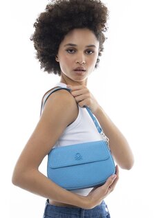 Женская сумка через плечо с кожаным принтом BENETTON, синий