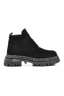 561188 Черные замшевые женские ботинки с флисовой подкладкой Ayakmod