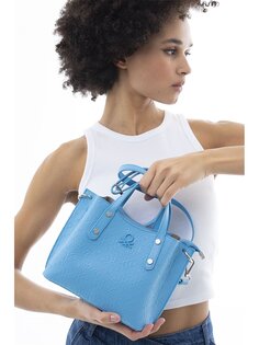 Женская сумка через плечо с принтом под кожу BENETTON, синий