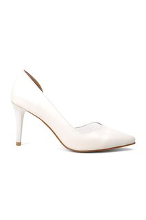 6501 Белые женские прозрачные туфли на каблуке с деталями Ayakmod