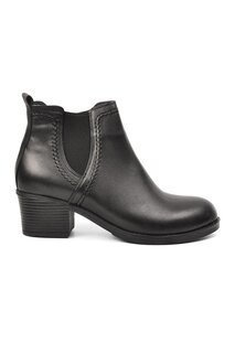 636 Черные женские ботинки на каблуке из натуральной кожи Ayakmod