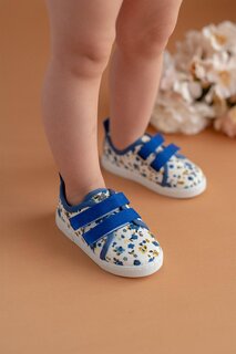 Льняная спортивная детская обувь с цветочным узором на двойной липучке-SAKS-F-498 First Step