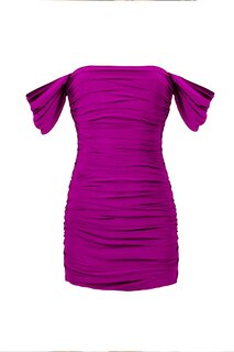 Фиолетовое мини-платье с цикламеновыми рукавами и драпировкой WHENEVER COMPANY