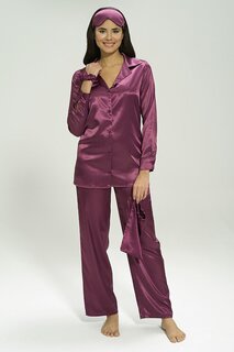 Фиолетовый пижамный комплект с атласным бюстье из 6 предметов FOR YOU MODA