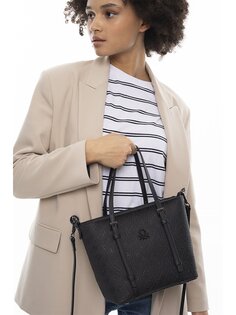 Женская сумка через плечо с принтом под кожу BENETTON, черный
