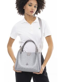 Женская сумка через плечо с принтом под кожу BENETTON, темно-серый