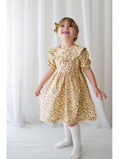 Платье для маленьких девочек с круглым вырезом и короткими рукавами Catz Kids, желтый