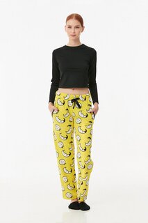 Флисовые пижамные штаны с карманами и принтом панды Fullamoda, желтый