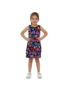 Платье для маленьких девочек с круглым вырезом и узором Lovetti, черный с принтом