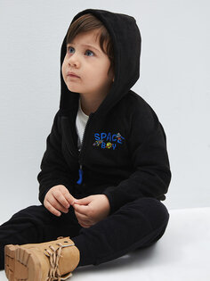 Флисовая толстовка с капюшоном и длинными рукавами с вышивкой для маленьких мальчиков на молнии LCW baby