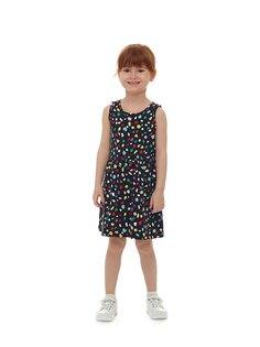 Платье для маленьких девочек с круглым вырезом и узором Lovetti, черный с принтом