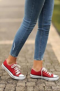 Льняные женские кроссовки на шнуровке с удобной подошвой A3232-20 Pembe Potin, красный