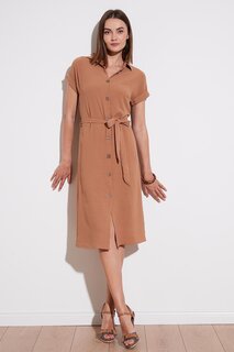 Платье на пуговицах с воротником-рубашкой на талии 6235243 Lela, коричневый