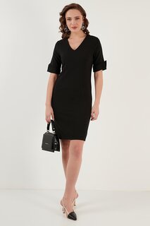 Платье с V-образным вырезом и разрезом на рукавах 6058598 Lela, черный
