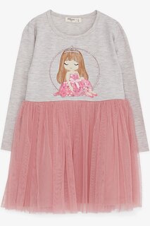 Платье с длинными рукавами для девочек с пайетками и принтом для девочек, бежевый меланж (1,5–4 года) Breeze