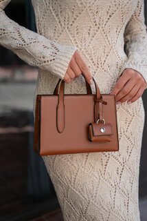 Маленькая женская сумка-шоппер из сафьяновой кожи светло-коричневого цвета MADAMRA