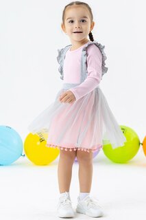 Платье с длинными рукавами для девочек, пудровый фатин с помпоном (1,5–5 лет) Breeze