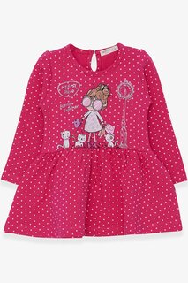 Платье с длинными рукавами для девочек, серебристо-розовое с принтом, очки (1–4 года) Breeze