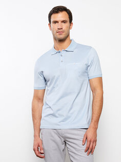 Мерсеризованная мужская футболка в полоску с короткими рукавами и воротником-поло LCWAIKIKI Classic, голубые полосы