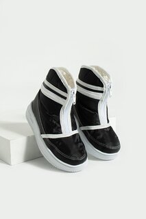 Мех внутри, морозостойкий, молния спереди, удобные детские ботинки на подошве 001-701-23 Pembe Potin, черный
