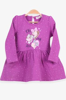 Платье с длинными рукавами для девочек, фиолетовый с детским принтом и узором (1–3 года) Breeze