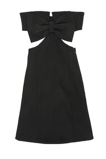 Мини-платье с вырезом и бантом, черное QUZU