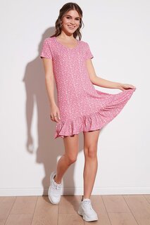 Мини-платье с цветочным принтом и оборками 5863677 Lela, фуксия