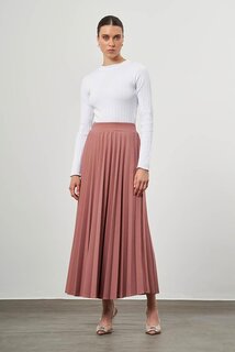Плиссированная юбка из крепового трикотажа «Пыльная роза» Mizalle