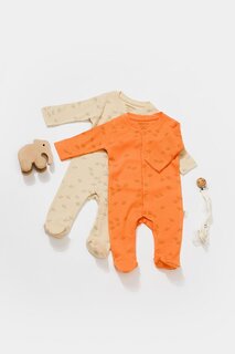 Модальный комбинезон из двух частей с ботильонами BabyCosy Organic Wear, бежево-оранжевый