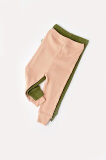 Модальные детские леггинсы из двух частей, брюки BabyCosy Organic Wear, пудрово-зеленый