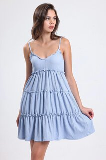 Многослойное мини-гибкое платье с регулируемым ремешком и оборками 66505644 Stil Diva, синий