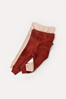 Модальные детские леггинсы из двух частей, брюки BabyCosy Organic Wear, бежево-красный