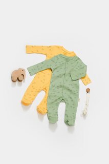 Модальный комбинезон из двух частей с ботильонами BabyCosy Organic Wear, желто-зеленый