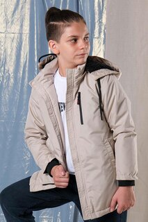 Плотное длинное пальто для мальчика Pina Kids, бежевый
