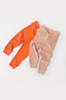 Модальные детские леггинсы из двух частей, брюки BabyCosy Organic Wear, бежево-оранжевый