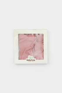 Модальный набор из 4 штук (топ с длинными рукавами, брюки, шапка, перчатки) BabyCosy Organic Wear, розовый