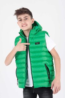 Модный жилет-пуховик с капюшоном для мальчиков Ak215051 ahengim, зеленый