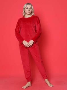 Молодежный пижамный комплект из французского бархата с принтом Amore Spade Cuff Seasonal W20432250 ahengim, красный