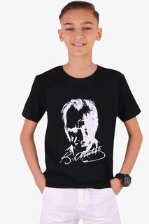 Футболка для мальчика с принтом Ататюрк, черная (4–14 лет) Breeze
