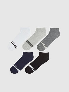 Полосатые мужские носки-пинетки (5 шт.) LCW ACCESSORIES, окрашенная пряжа смешанного цвета