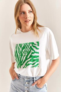Женская футболка из чесаного хлопка с рисунком SHADE, зеленый