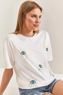 Женская футболка из чесаного хлопка с рисунком глаз SHADE