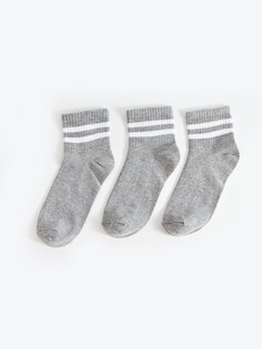 Полосатые носки для мальчика, набор из 3 шт. LCW ECO, антрацит меланж
