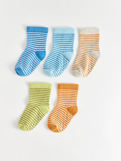 Полосатые носки для мальчика, набор из 5 шт. LCW baby, сизый