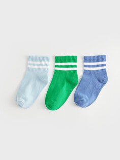 Полосатые носки для мальчика, набор из 3 шт. LCW ECO, синий