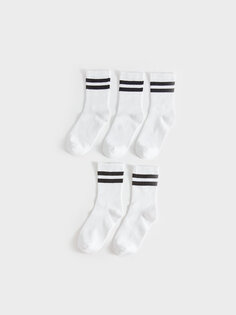 Полосатые носки для мальчика, набор из 5 шт. LCW Kids, окрашенная пряжа смешанного цвета