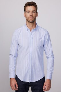 Мужская рубашка Slim Fit с длинным рукавом в полоску и воротник на пуговицах TUDORS, смешанный