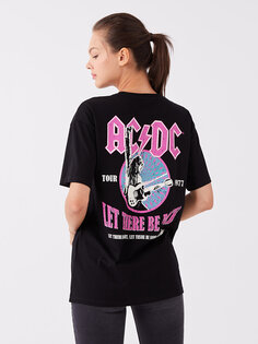 Женская футболка с коротким рукавом с круглым вырезом AC/DC и принтом XSIDE