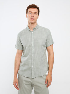 Мужская рубашка Slim Fit с коротким рукавом LCWAIKIKI Classic, сизый
