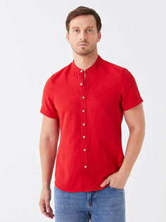 Мужская рубашка Slim Fit с коротким рукавом LCWAIKIKI Classic, красный